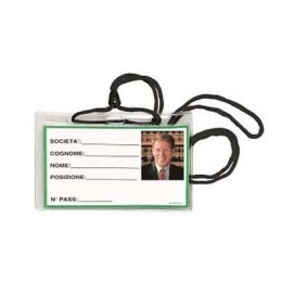PORTABADGE ORIZZONTALE 10.5X6.7CM CON LACCETTO - CONF. 100PZ (00012236)